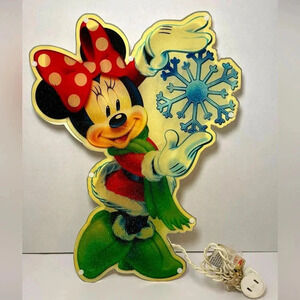 Disney Minnie Snowflake Glitter GLOW Indoor And Outdoor Use Decoration VINTAGE
